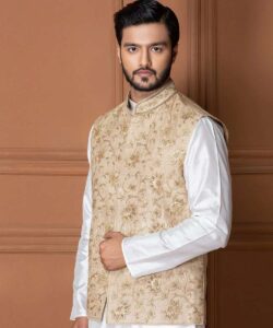 Muga Waist Coat With Nani Tage Embroidery