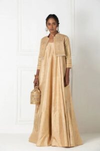 Home Bolero Jacket with Block Printed Fine Paat Kalidar Maxi