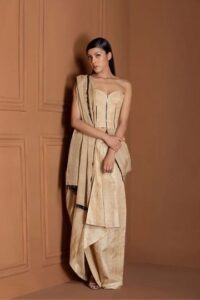 Home Muga Drape Saree with Corset