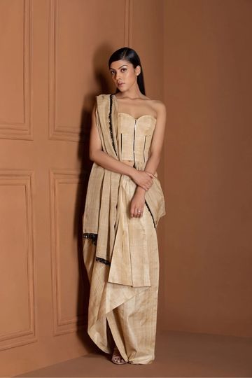 Muga Drape Saree with Corset