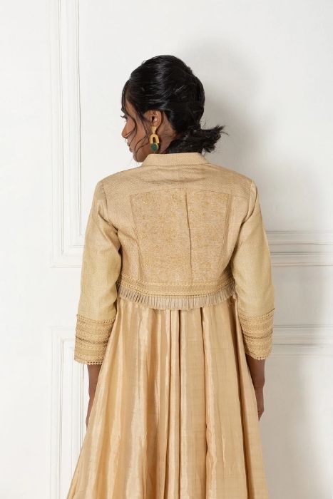 Bolero Jacket With Block Printed Fine Paat Kalidar Maxi 1 Bolero Jacket with Block Printed Fine Paat Kalidar Maxi - Image 2