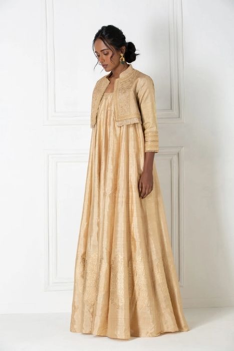 Bolero Jacket With Block Printed Fine Paat Kalidar Maxi 2 Bolero Jacket with Block Printed Fine Paat Kalidar Maxi - Image 3