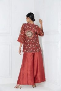 Boxy Jacket with Red Dyed Eri Pant & Inner