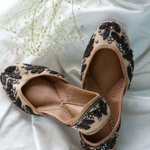 Intricate Hand Embroidered Juttis in Fine Pressed Muga