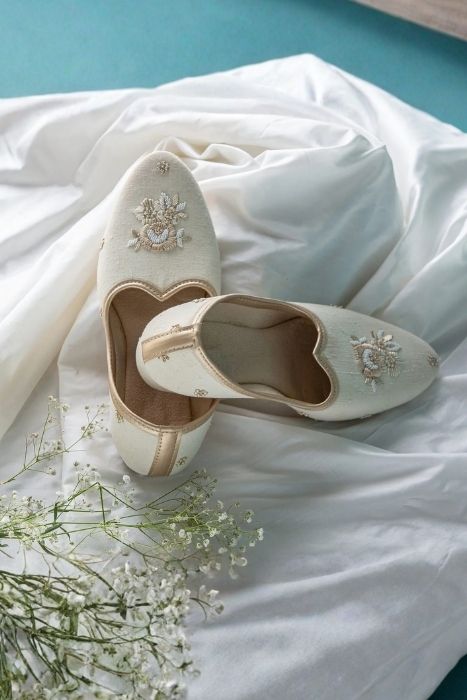 Intricate Hand Embroidered Juttis in Eri Silk