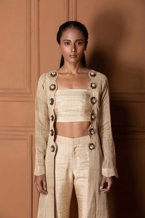 Long Jacket with Trouser and Bustier 1 Muga Long Jacket with Trouser and Bustier - Image 2