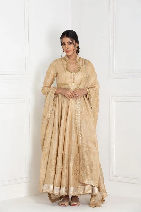 Net Muga Anarkali Set Dupatta