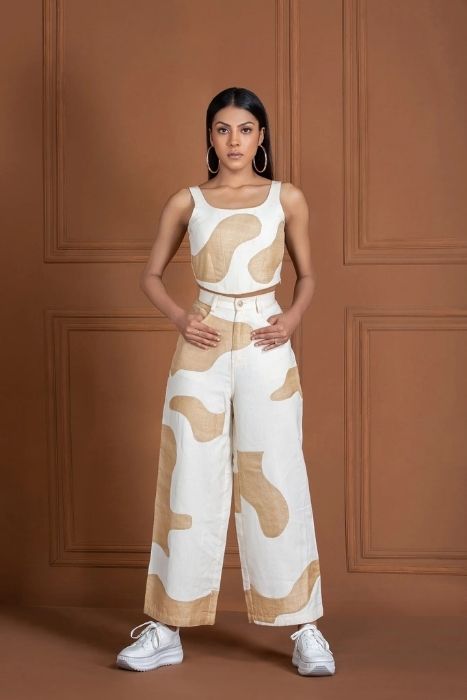 Patch Work Co-ord Set Corset Top And Straight Fit Pant Patch Work Co-ord Set Corset Top and Straight Fit Pant