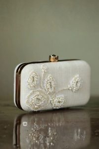 Soft Eri Cloth Clutch with Crystal Beads Design (Cutdana Work)