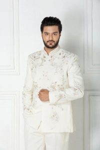 White Eri Jodhpuri In Zardozi Work