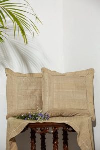 Dori border Plain Muga Cushion (set of 2)