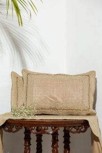 Dori Border With Knots And Sequin Rectangular Muga Cushion (set of 2)
