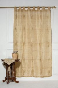 Net Muga Curtain In Block Print With Sequince