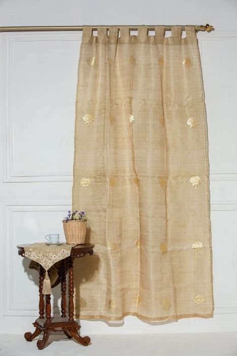 Net Muga Curtain In Gold Foil Net Muga Curtain In Gold Foil