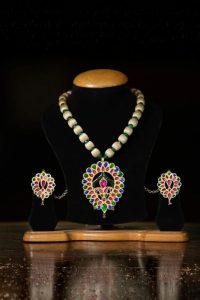 Real stone Multi Colour Dugdugi Set with Muga Beads