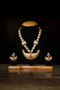 Real Stone Golden Junbiri Set with Muga Beads